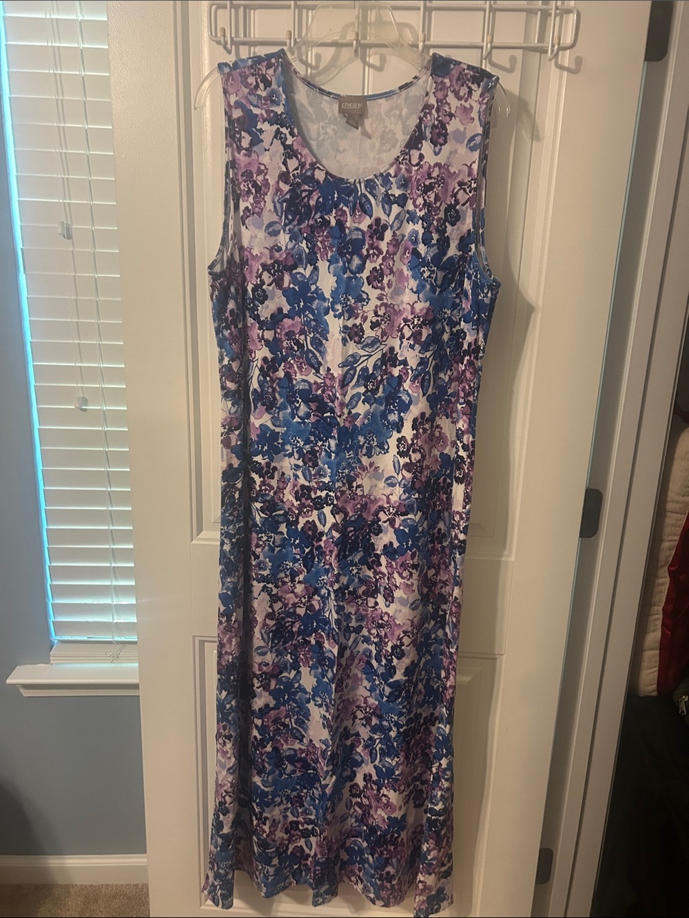 Chico’s Blue & Purple Floral Sleeveless Maxi Dress